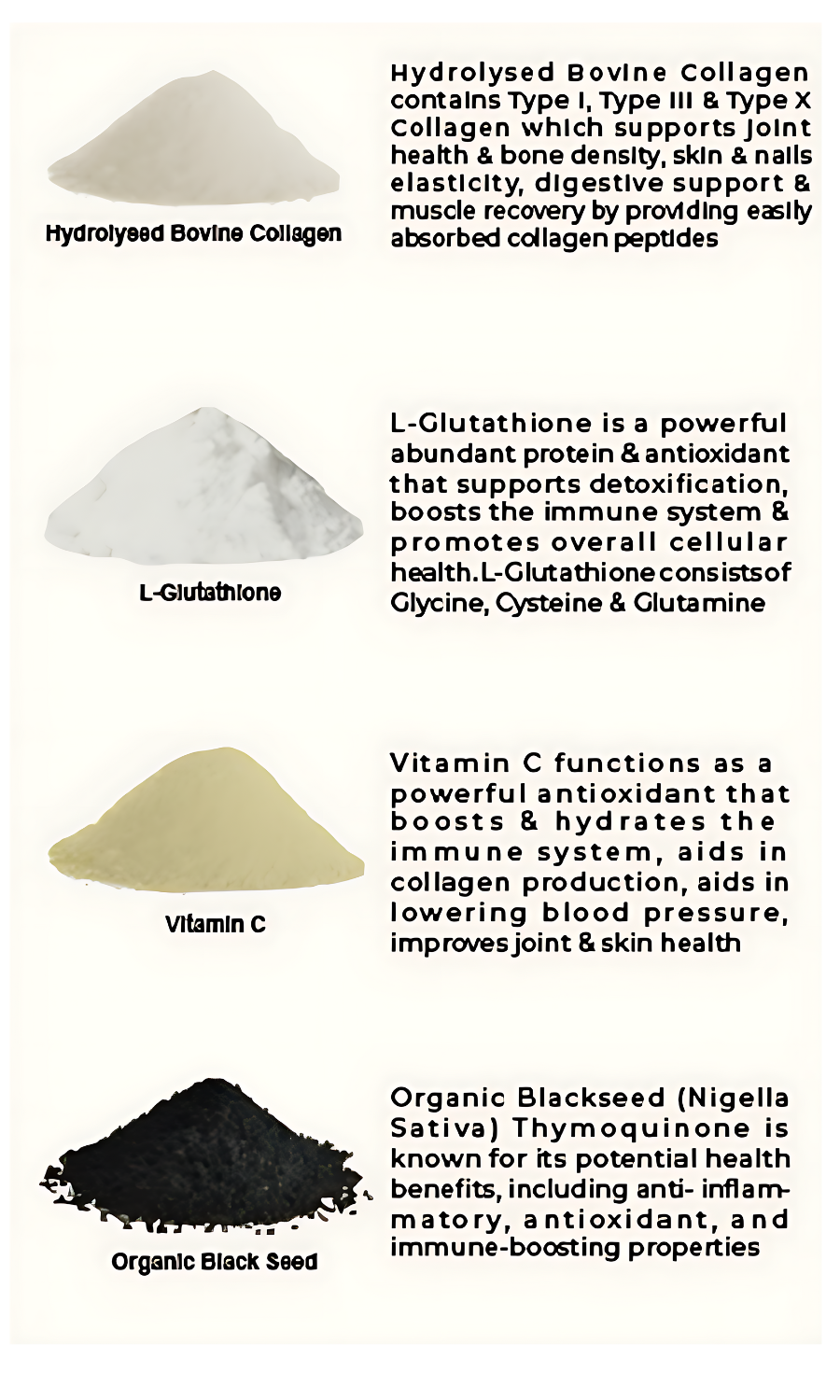 ingredients information | PURE Hydrolysed Beef Bovine Halal Collagen TYPE I, III & X. Halal Collagen, Halal Collagen Supplements in uk