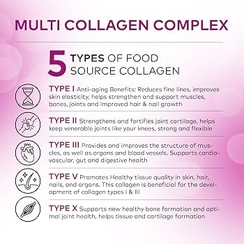 Hydrolysed Bovine & Marine Multi Collagen TYPE I, II, III, V & X  100 Veg Capsules