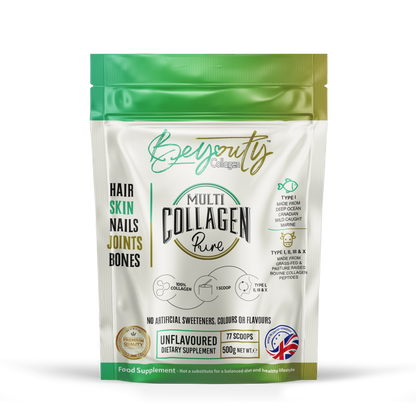 Front Pouch of PURE Hydrolysed Bovine & Marine Multi Halal Collagen TYPE I, II, III & X. 500g. Halal Collagen, Halal Collagen Supplements, Hydrolysed Bovine Collagen Peptides Powder, Hydrolysed Marine Collagen Peptides Powder,
Hydrolysed Multi Bovine & Marine Collagen Peptides Powder, Hydrolysed Collagen Peptides Powder UK, Buy Halal Collagen UK, Pure Hydrolysed Collagen Peptides Powder, BeYouty Collagen 