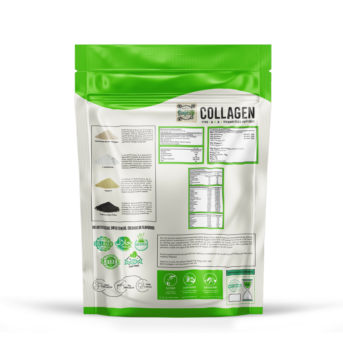 PURE Hydrolysed Beef Bovine Halal Collagen TYPE I, III & X