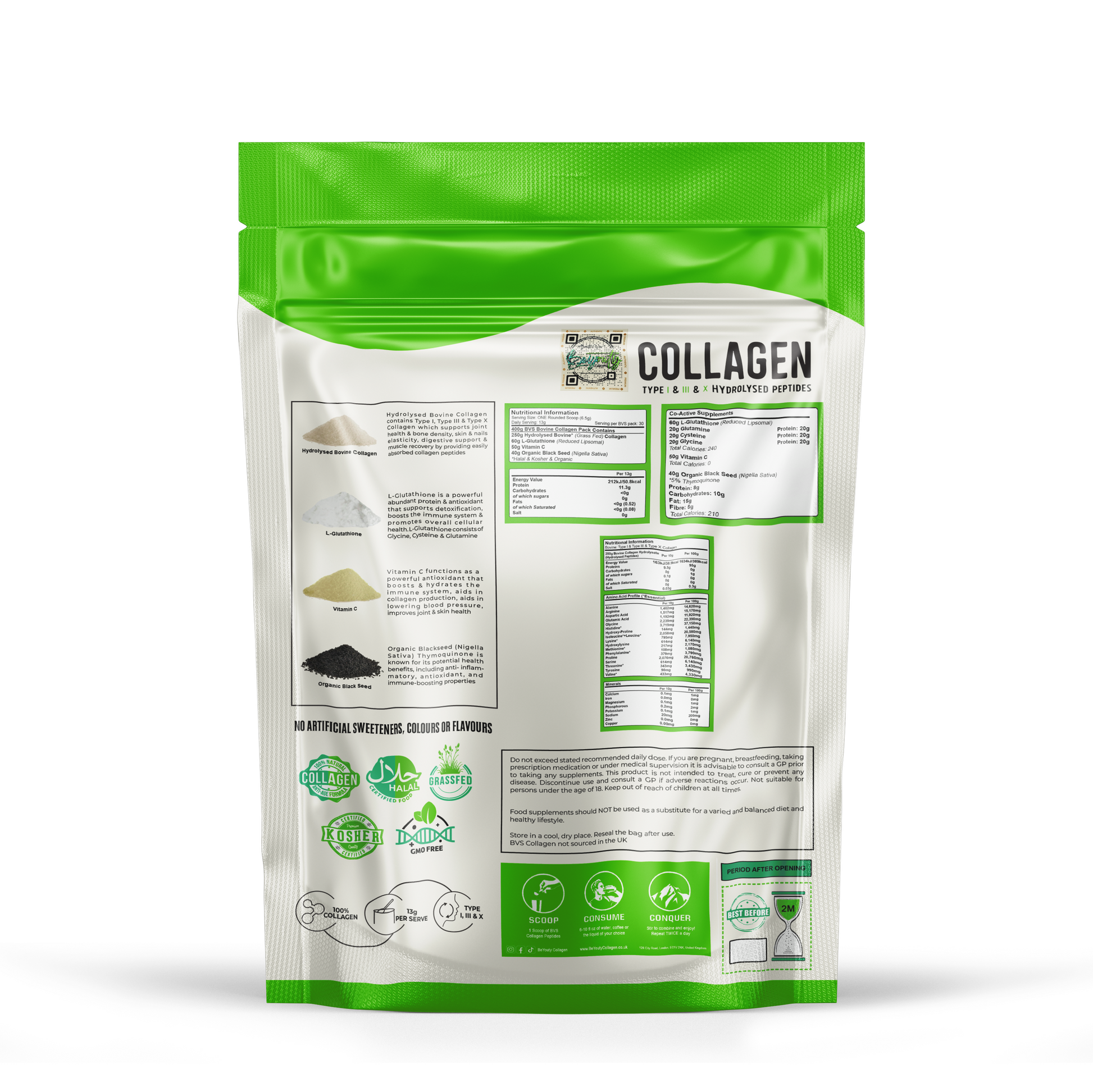 PURE Hydrolysed Beef Bovine Halal Collagen TYPE I, III & X