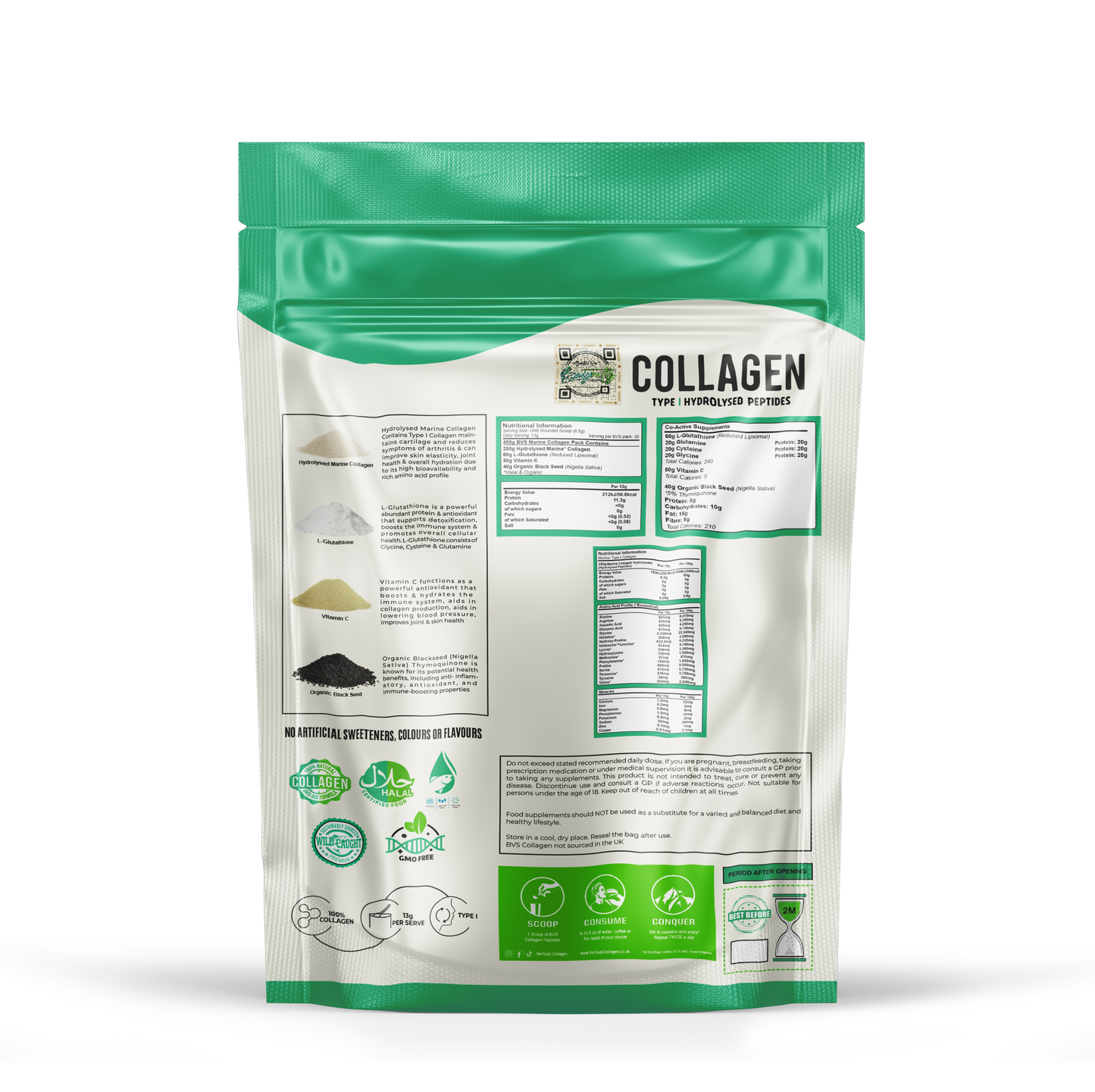 PURE Hydrolysed Canadian White Fish Marine Halal Collagen TYPE I