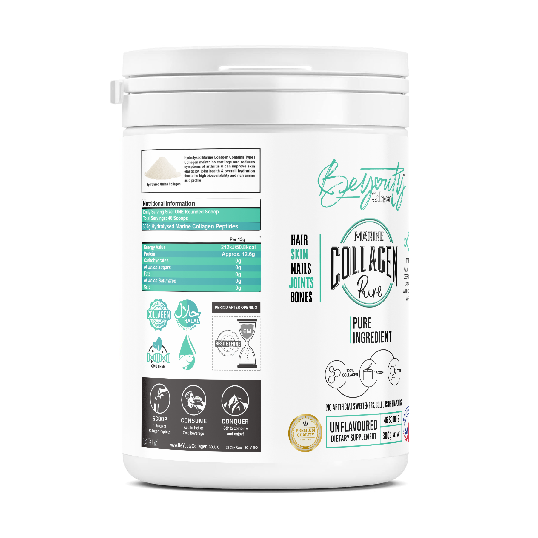 Premium PURE Hydrolysed Halal Wild Caught White Fish Marine Collagen
TYPE I