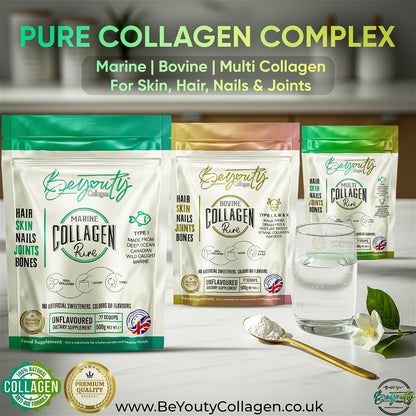 Pure Collagen Complex Range Pure Hydrolysed Bovine Collagen Peptides TYPE I, II, III & X - 500g - BeYouty Collagen. Unflavoured Halal Collagen, Halal Collagen Supplements, Hydrolysed Bovine Collagen Peptides Powder, Hydrolysed Marine Collagen Peptides Powder,
Hydrolysed Multi Bovine & Marine Collagen Peptides Powder, Hydrolysed Collagen Peptides Powder UK, Buy Halal Collagen UK, Pure Hydrolysed Collagen "Halal collagen powder UK – BeYouty Collagen"