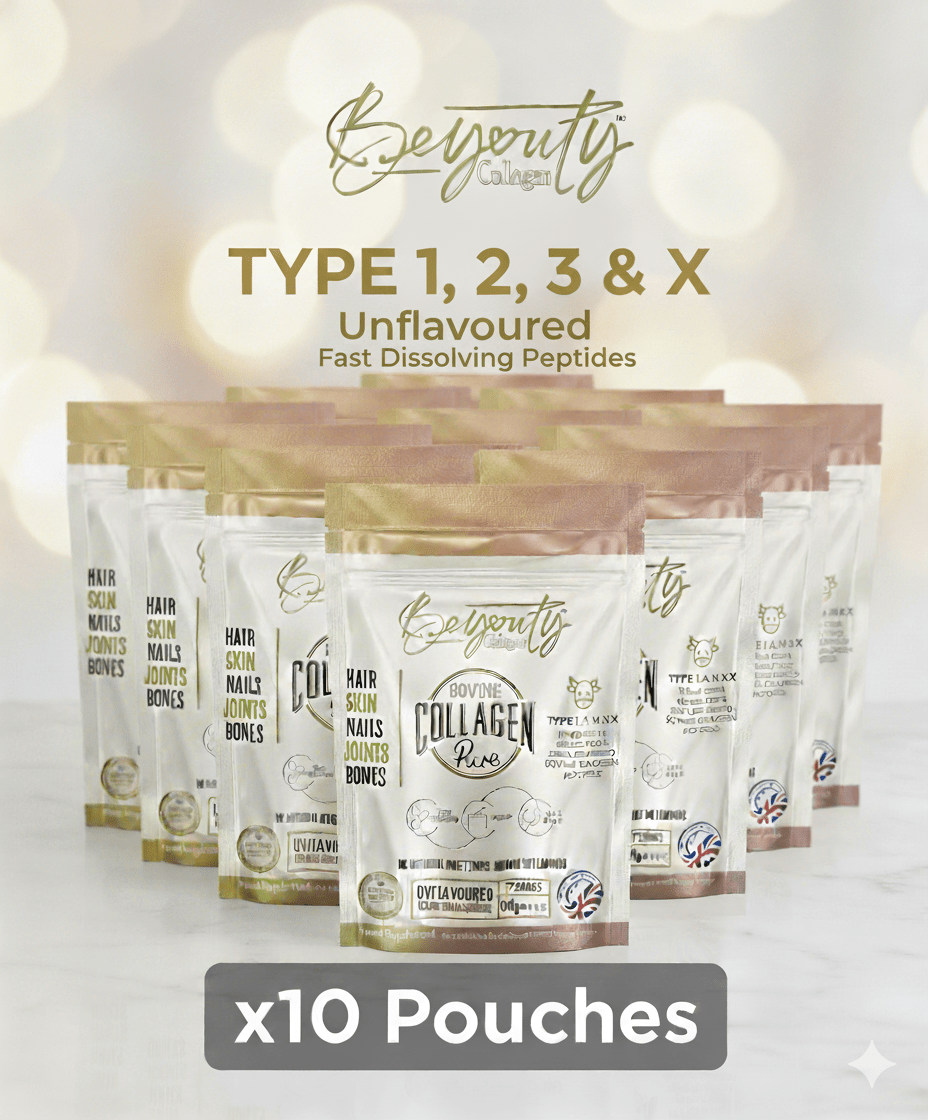 Pure Hydrolysed Bovine Collagen Peptides TYPE I, II, III & X - 5Kg (x10 Pouch) - BeYouty Collagen.  Unflavoured Halal Collagen, Halal Collagen Supplements, Hydrolysed Bovine Collagen Peptides Powder, Hydrolysed Marine Collagen Peptides Powder,
Hydrolysed Multi Bovine & Marine Collagen Peptides Powder, Hydrolysed Collagen Peptides Powder UK, Buy Halal Collagen UK, Pure Hydrolysed Collagen "Halal collagen powder UK – BeYouty Collagen"