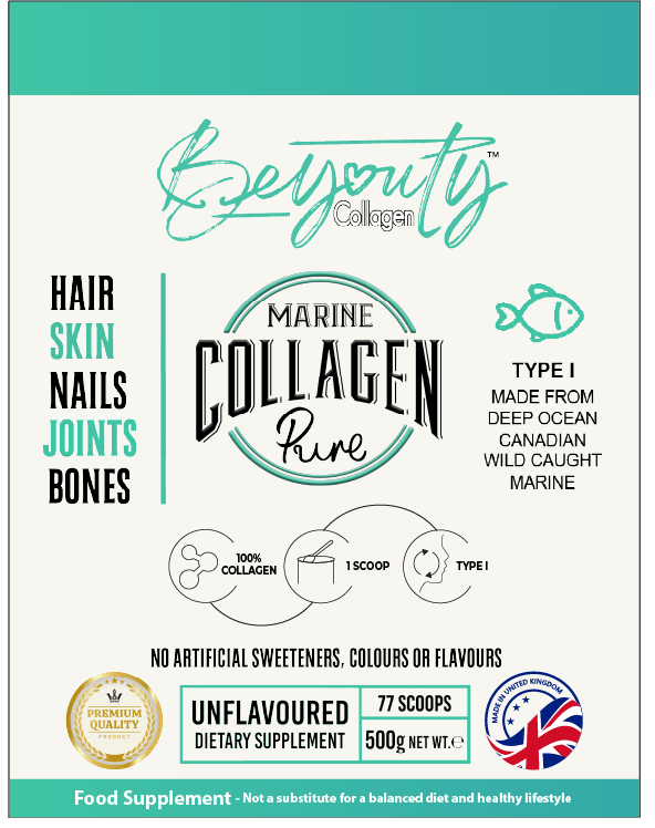 Pure Premium Marine Collagen Hydrolysed Peptides TYPE I - 500g  - BeYouty Collagen.  Unflavoured Halal Collagen, Halal Collagen Supplements, Hydrolysed Bovine Collagen Peptides Powder, Hydrolysed Marine Collagen Peptides Powder,
Hydrolysed Multi Bovine & Marine Collagen Peptides Powder, Hydrolysed Collagen Peptides Powder UK, Buy Halal Collagen UK, Pure Hydrolysed Collagen "Halal collagen powder UK – BeYouty Collagen"