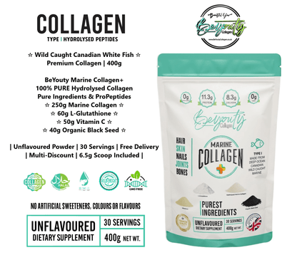 Hydrolysed Marine Collagen Peptides + Antioxidants TYPE I - 400g - BeYouty Collagen