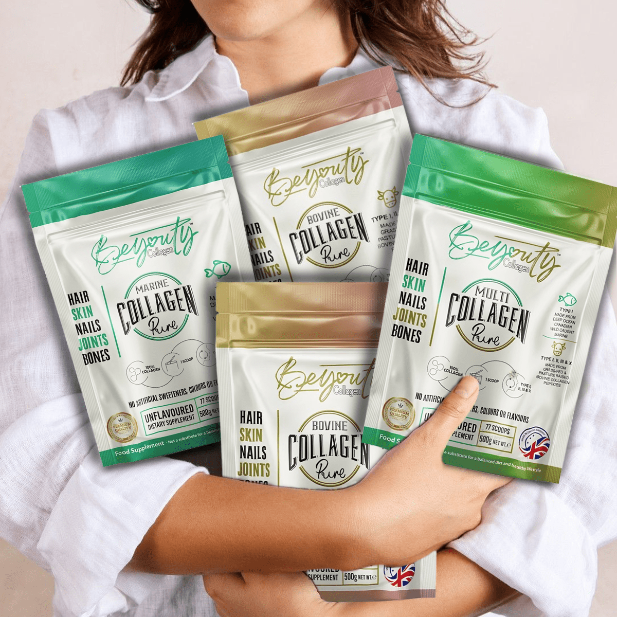 Pure Bovine, Marine & Multi Collagen Hydrolysed Peptides TYPE I, II, III & X - 1.5kg - BeYouty Collagen™