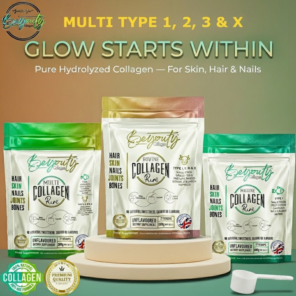 Pure Bovine, Marine & Multi Collagen Hydrolysed Peptides TYPE I, II, III & X - 1.5kg - BeYouty Collagen™
