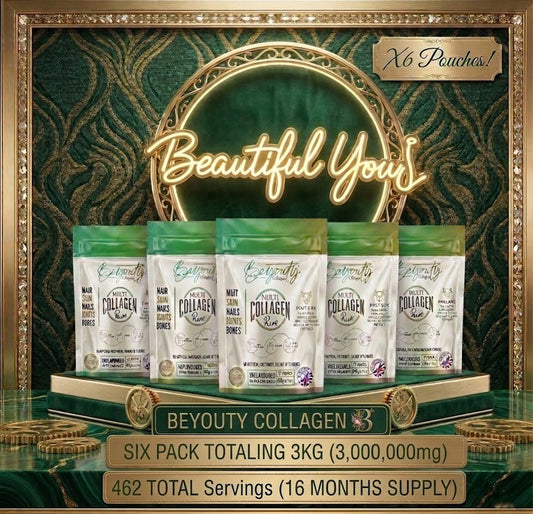Pure Bovine & Marine Multi Collagen Hydrolysed Peptides TYPE I, II, III & X - 3kg (x6 Pouch) - BeYouty Collagen™