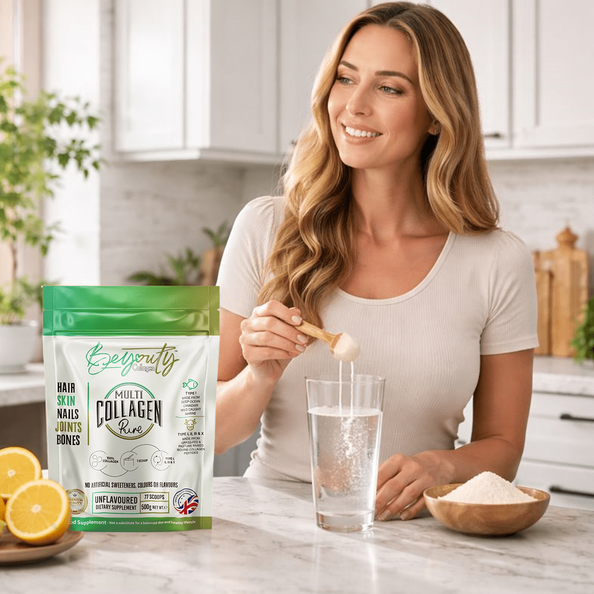 Pure Bovine & Marine Multi Collagen Hydrolysed Peptides TYPE I, II, III & X - 500g - BeYouty Collagen™