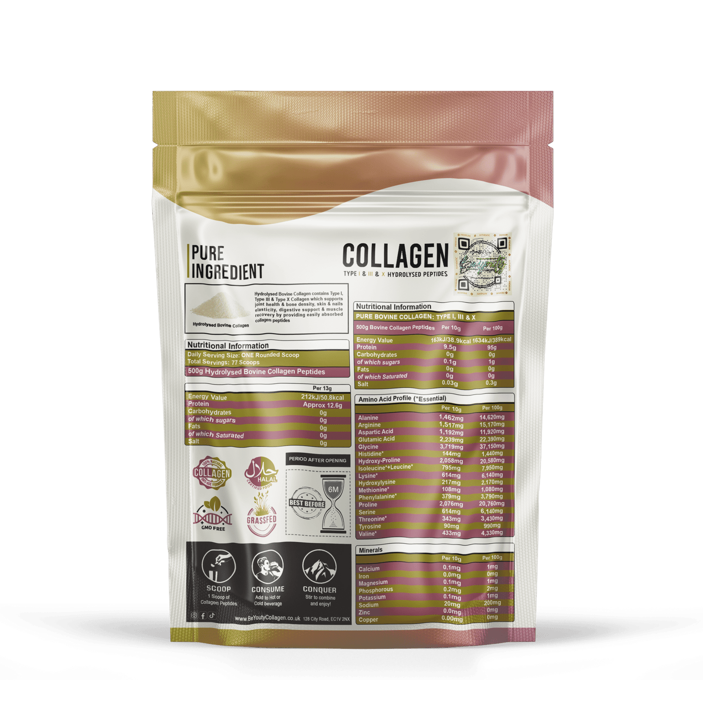Pure Bovine & Marine Multi Types Collagen Hydrolysed Peptides - 1KG COMBO - BeYouty Collagen™