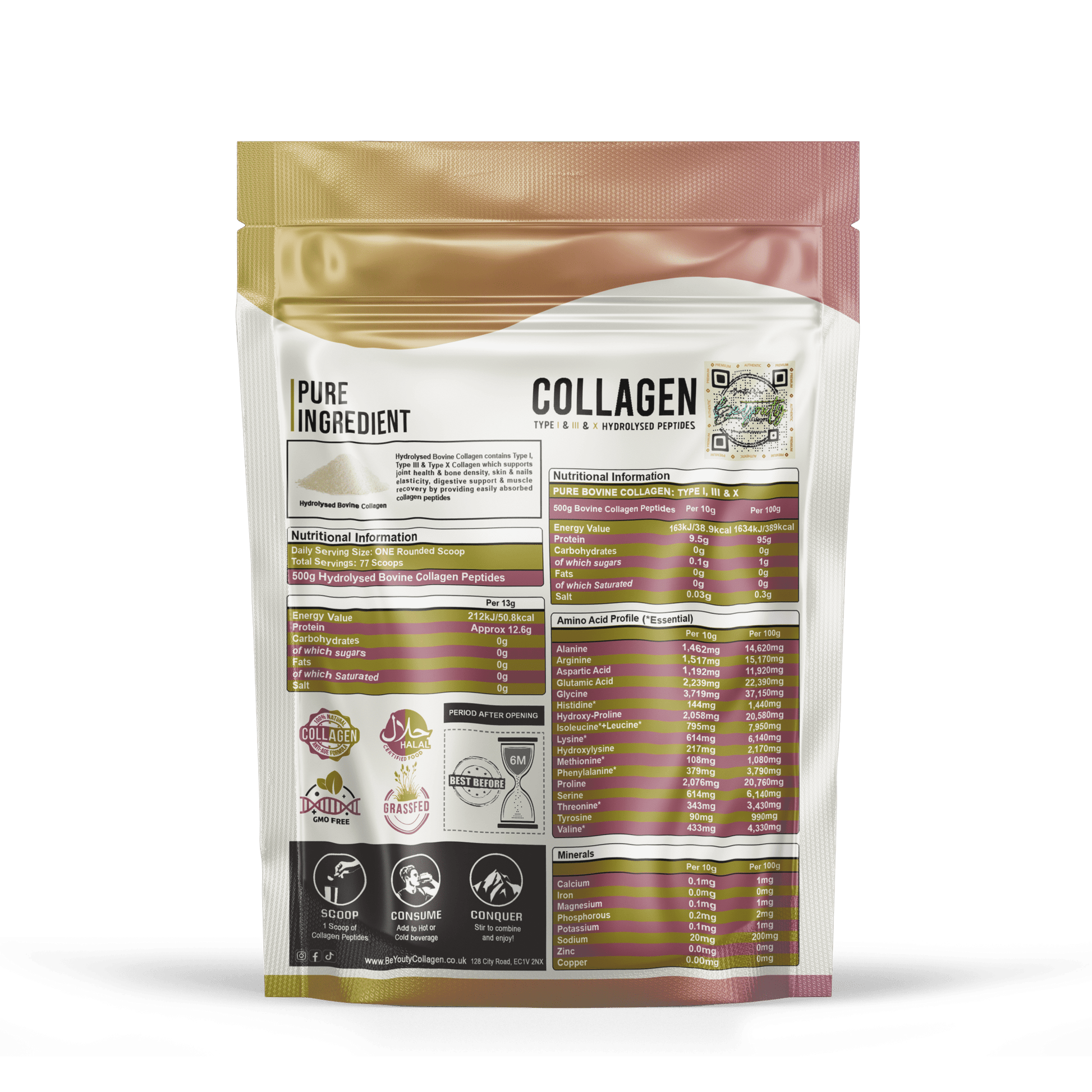 Pure Bovine & Marine Multi Types Collagen Hydrolysed Peptides - 1KG COMBO - BeYouty Collagen™