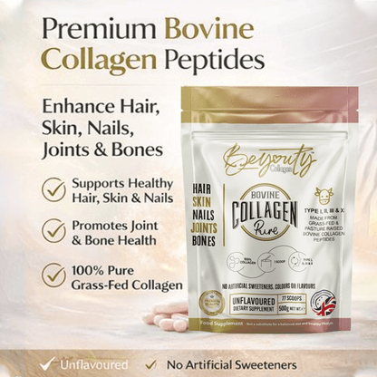 Pure Hydrolysed Bovine Collagen Peptides TYPE I, II, III & X - 5Kg (x10 Pouch) - BeYouty Collagen™