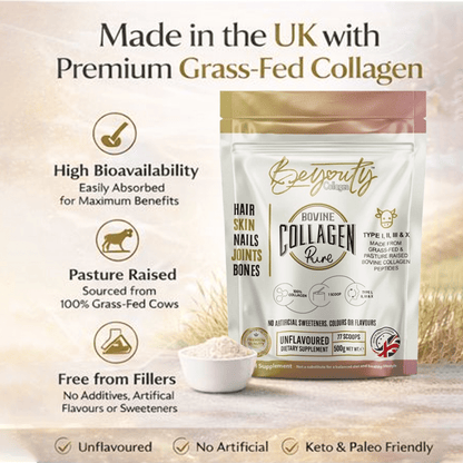 Pure Hydrolysed Bovine Collagen Peptides TYPE I, II, III & X - 5Kg (x10 Pouch) - BeYouty Collagen™