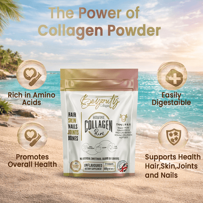 Pure Hydrolysed Bovine Collagen Peptides TYPE I, III & X - 3kg (x6 Pouch) - BeYouty Collagen™
