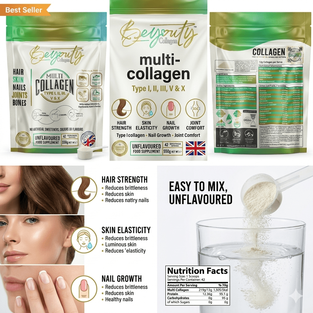 Pure Multi Types Collagen Hydrolysed Peptides TYPE I, II, III, V & X - 550G - BeYouty Collagen™